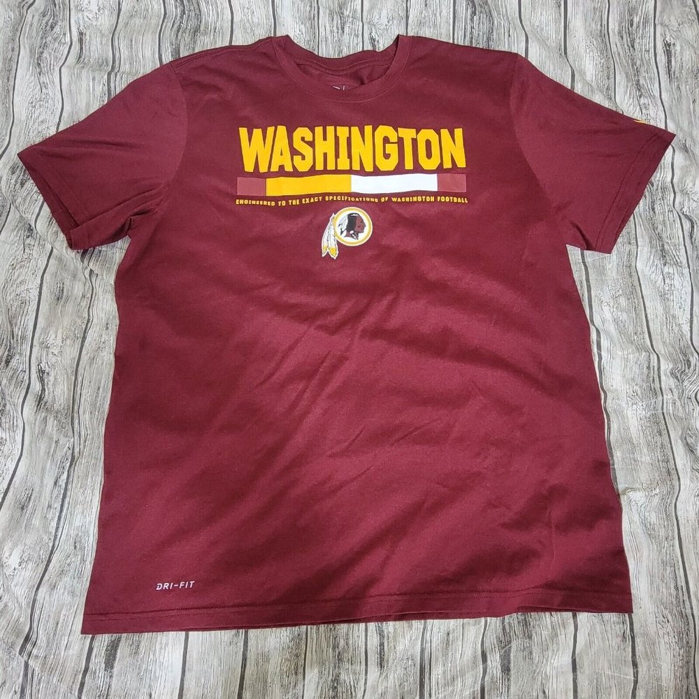 Nike Mens Washington Redskins T Shirt Burgundy Short Sleeve NFL Training Sz XL